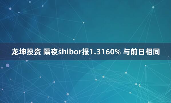 龙坤投资 隔夜shibor报1.3160% 与前日相同